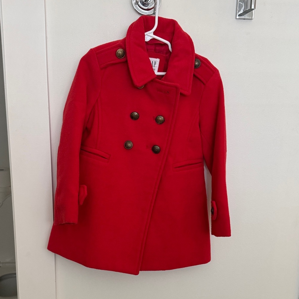 GAP Kids Bright Red Pea Coat
